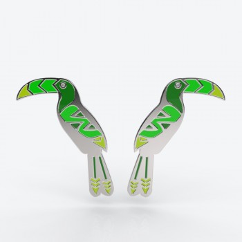 Tucan earrings silver and...