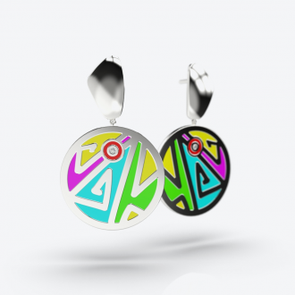 Monpox silver and fluorescent earrings
