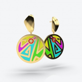 Suaita gold and fluorescent earrings