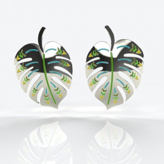 Nuqui silver and fluorescent earrings